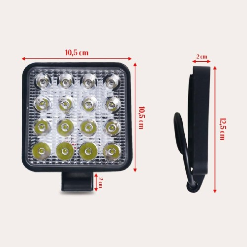 Lampu Sorot Kabut Foglamp Kotak 16 Mata LED Motor Mobil 24V Volt 28mm Tembak Titik Offroad Lampu Kerja Worklight Kendaraan Truk Truck Alat Berat Epistar Bus 48W