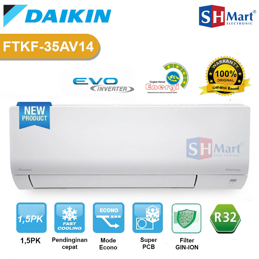 AC DAIKIN 1,5 PK EVO INVERTER FTKF-35AV14 R32 NEW INVERTER GARANSI RESMI