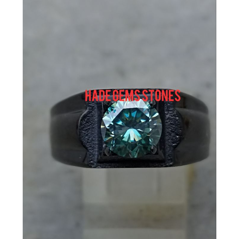 CINCIN BLUE MOISSANITE VVS1 SERTIFIKAT GRA IKATAN TITANIUM SUPER