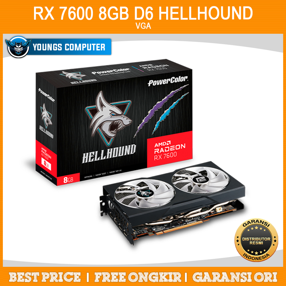 VGA POWERCOLOR RADEON RX 7600 8GB D6 Hellhound | RX7600 8GB GDDR6