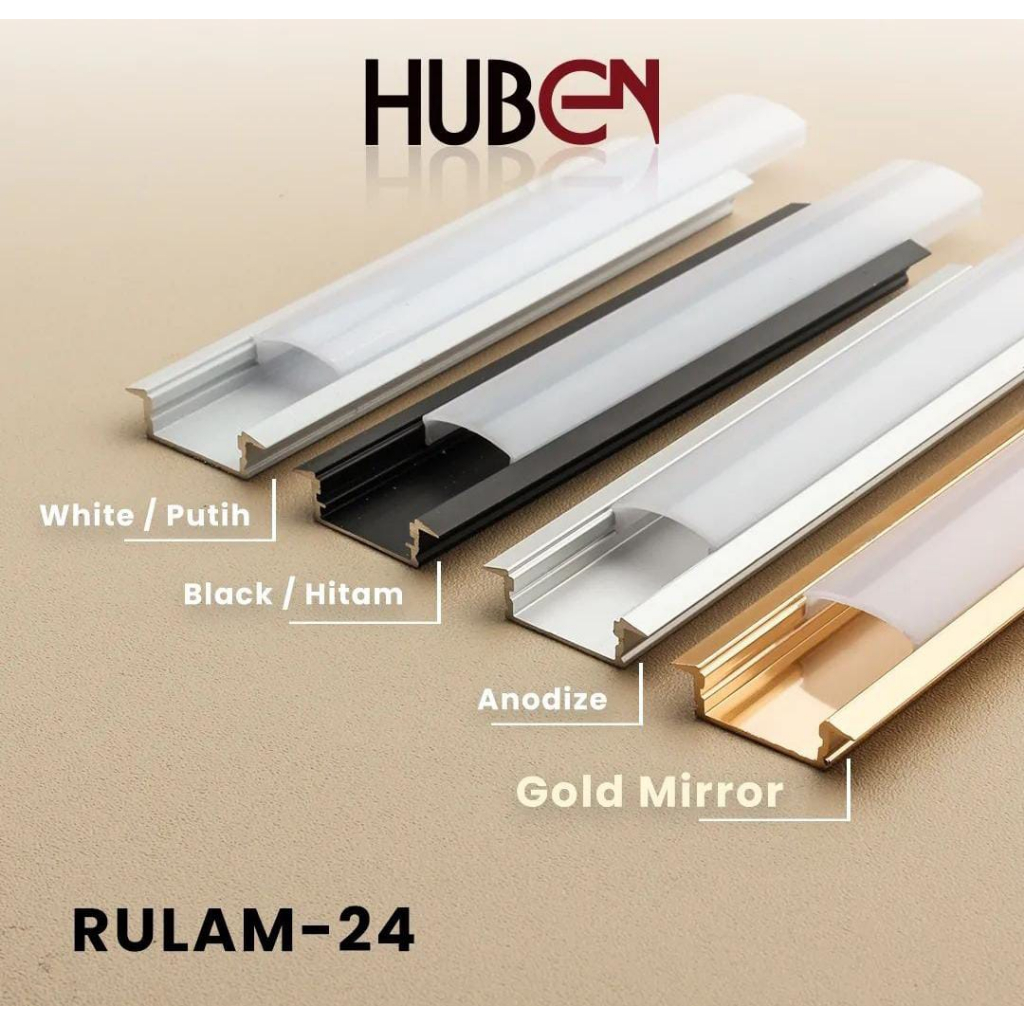 List Rumah Lampu Huben LED Stripe Alumminium RULAM-17 RULAM-24 Acrylic Cover