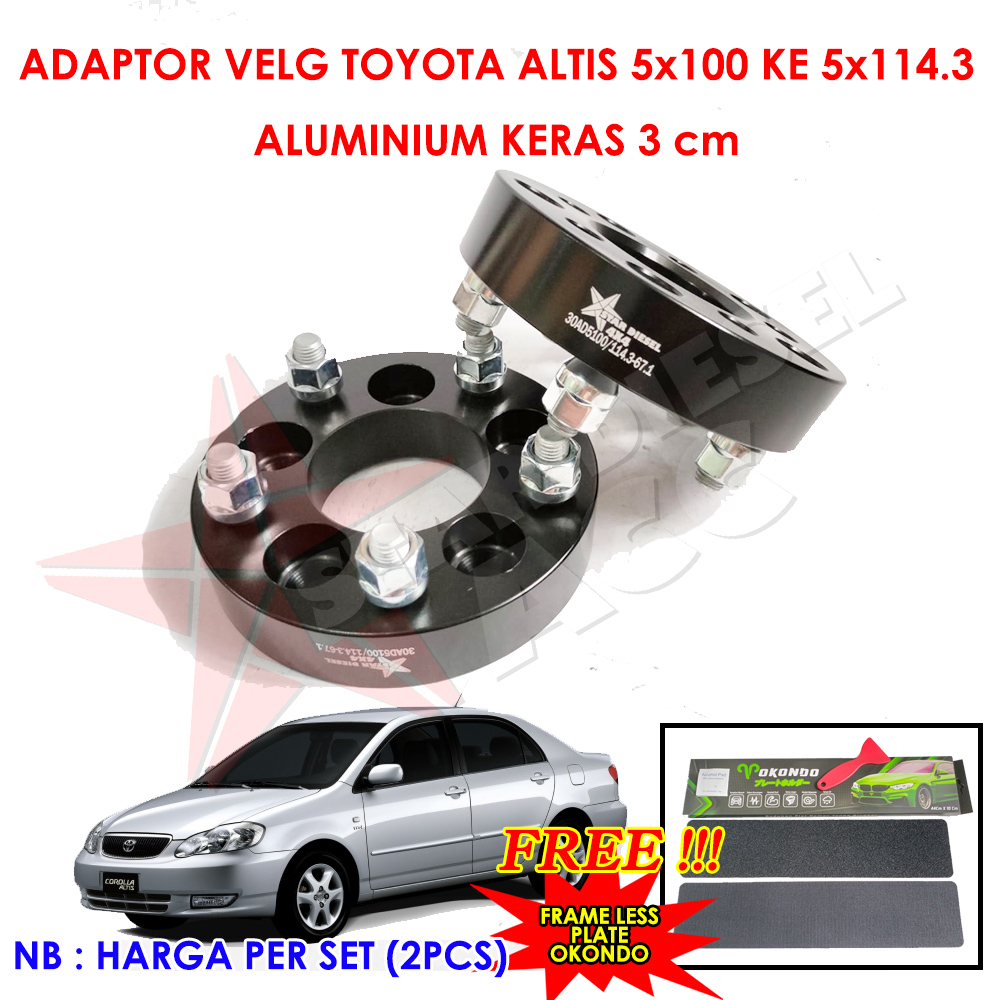 ADAPTOR VELG TOYOTA ALTIS 5x100 KE 5x114.3 30MM GANJALAN SPACER VELG TOYOTA ALTIS