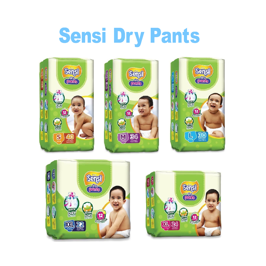 Sensi Dry Pants S 40 / M 34 / L 30 / XXL 22 - Popok Bayi Tipe Celana