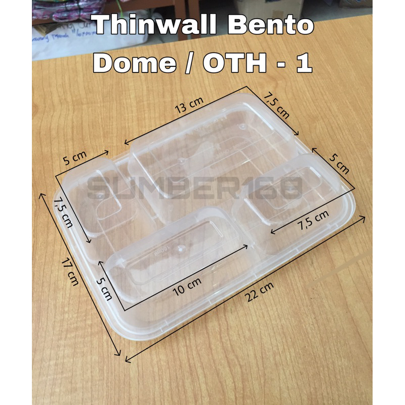 [25pcs] THINWALL BENTO SEKAT 4 DOME | THINWALL BEKAL | TEMPAT BENTO SEKAT 4