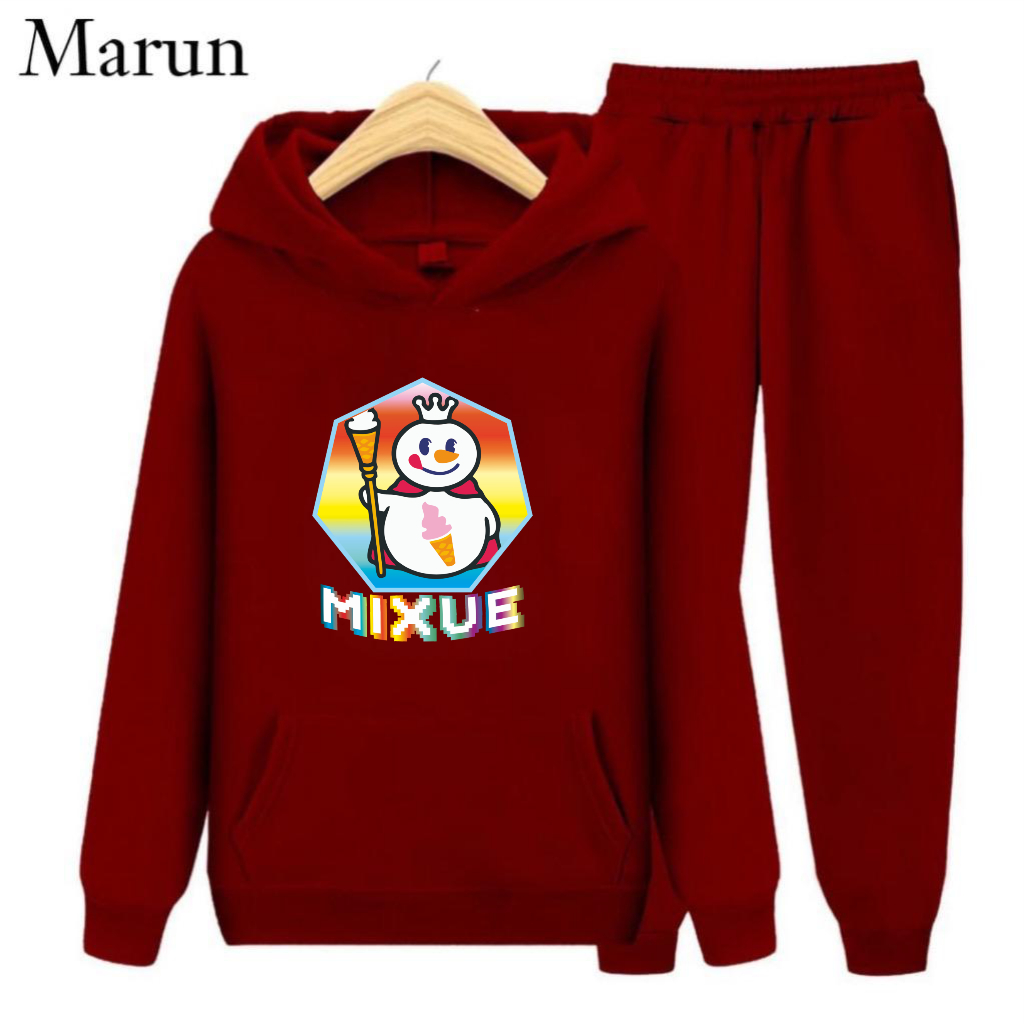 Setelan Sweater Hoodie Anak Mixue Pelangi S,M,XL