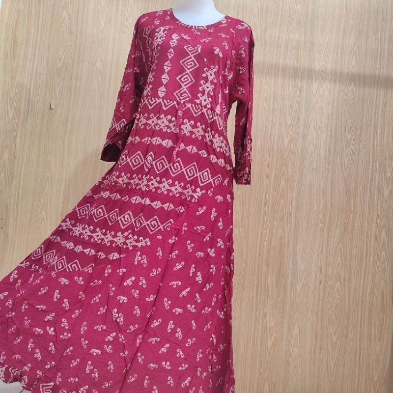 Batik Mahoni, Sakdress Maura, daster tangan 7/8, daster batik