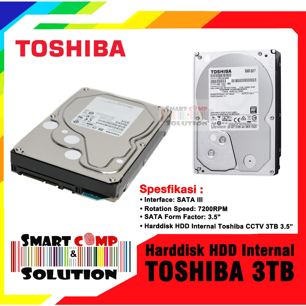Harddisk HDD Internal Toshiba CCTV 3TB 3.5”