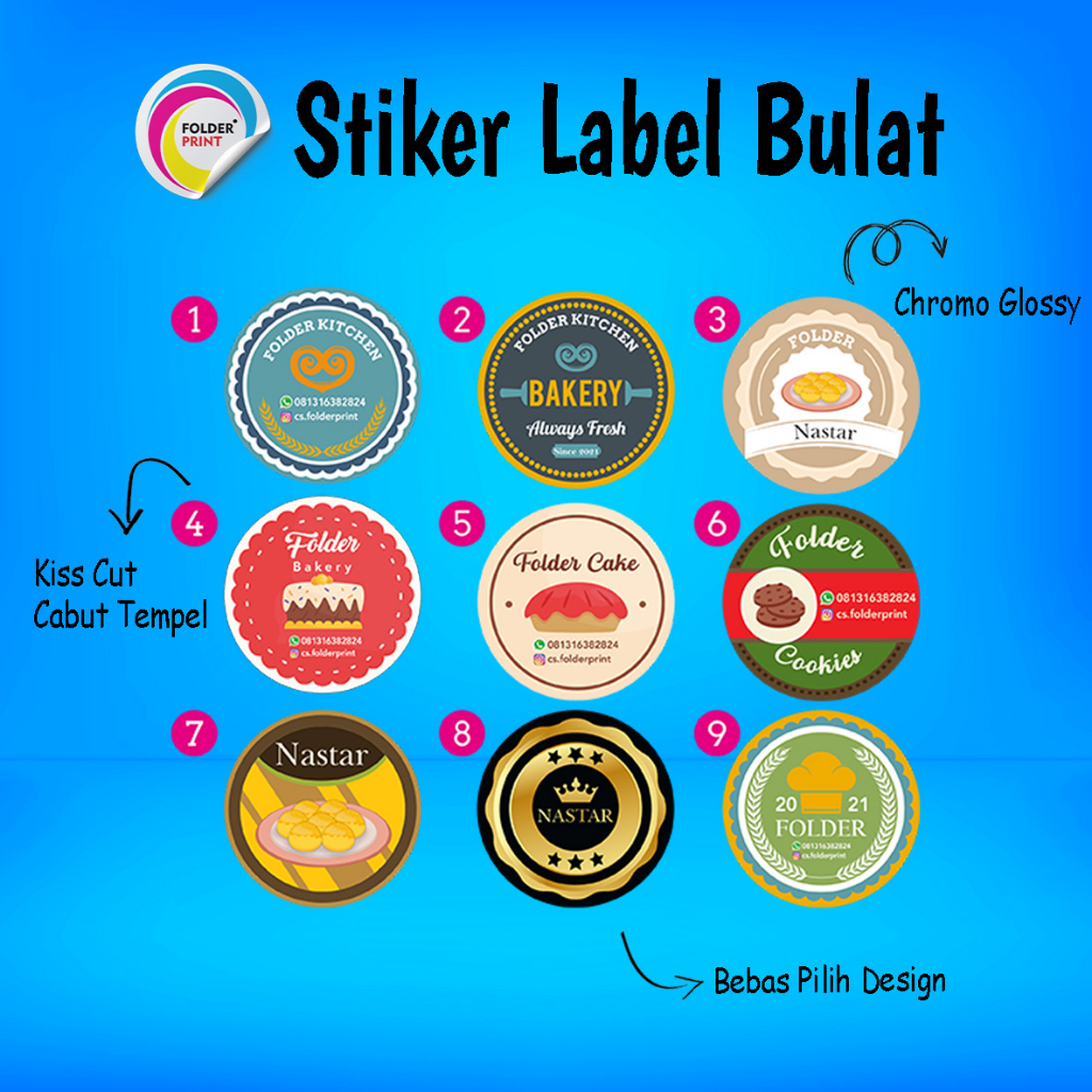 Cetak Stiker Bulat Custom Label Kemasan Produk