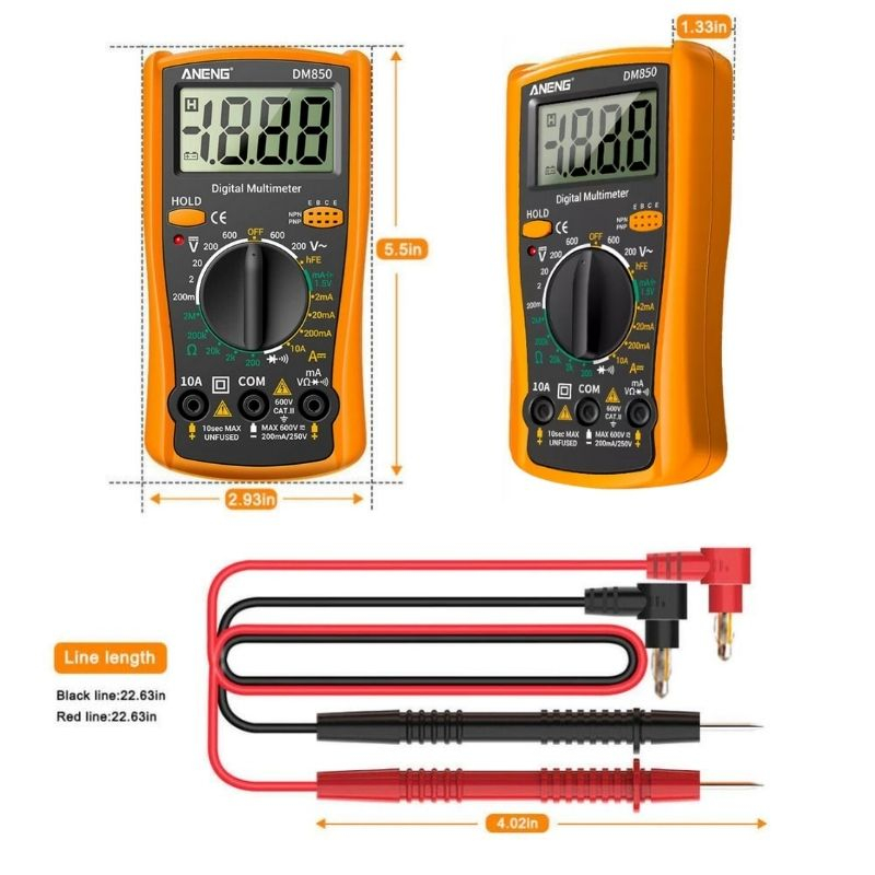 Multimeter Digital ANENG DM850 Data Hold Portable Amperemeter Voltmeter Ohmmeter 4000 counts