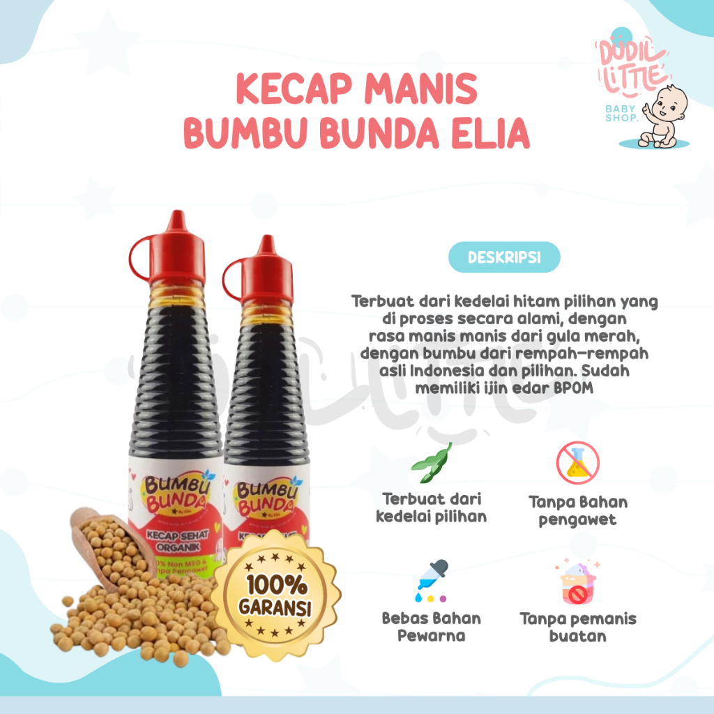 Bumbu Bunda Elia Kecap Manis Non MSG / Kecap Manis Anak / Kecap MPASI / Kecap Anak / Kecap Bayi