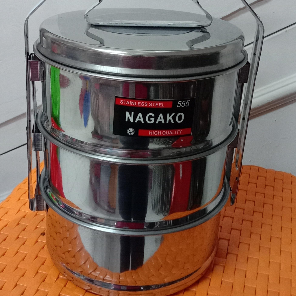 NAGAKO RT 1403 RANTANG DIAMETER 14 CM SUSUN 3 STAINLESS FOOD CARRIER