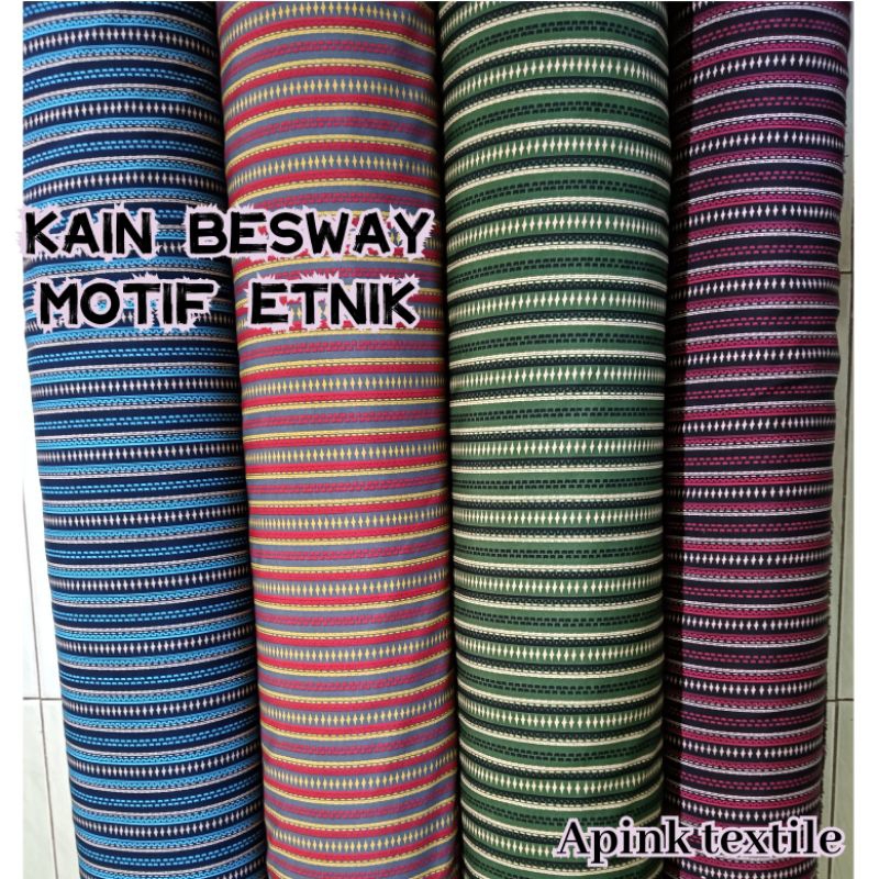 kain wolfeach - besway motif etnik  /kain bahan baju gamis  dress / celana kulot seragaman keluarga