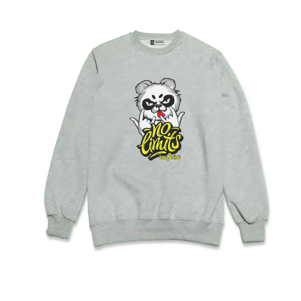 SWEATER TERLARIS Crewneck Basic Sablon PANDA GREY Pria Wanita Switer Distro (BAYAR DI TEMPAT)