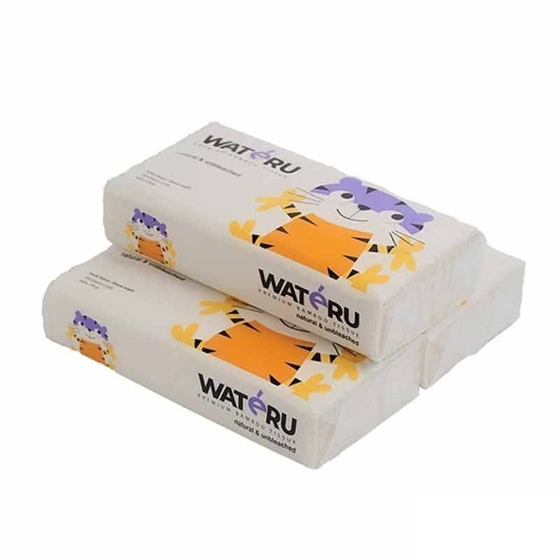 Tisu Bambu Wateru 100s / Premium Bamboo Facial Tissue 100 Sheets 2 Ply