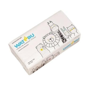 Tisu Bambu Wateru 100s / Premium Bamboo Facial Tissue 100 Sheets 2 Ply