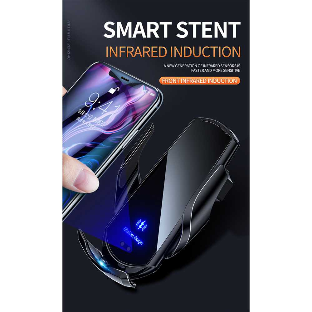 Wireless Charger Phone Holder Smart Lock Car Fast Charging Carger Perangkat Elektronik Isi Daya Cepat