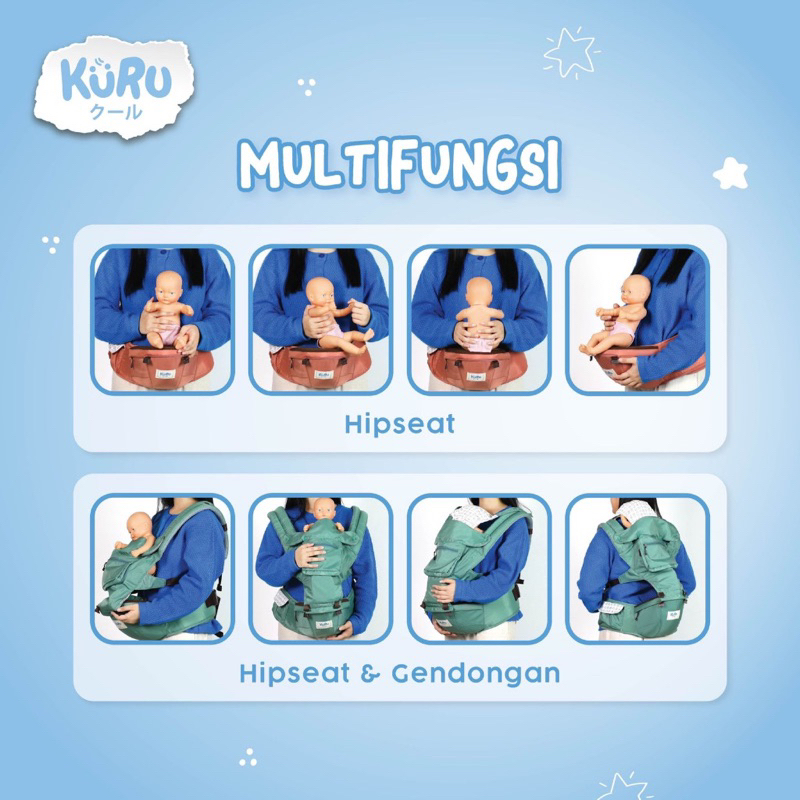 Kuru Hipseat Baby Premium Baby Carrier Gendongan Bayi Hip Seat Ergonomis Traveling