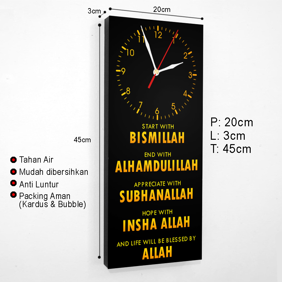 Jam Dinding Quotes Motivasi Islami Dekorasi Hiasan Dinding Islami