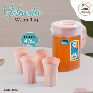 HELLO_teko tempat minum yolanda free 4 gelas / wadah air minum 2.2 liter