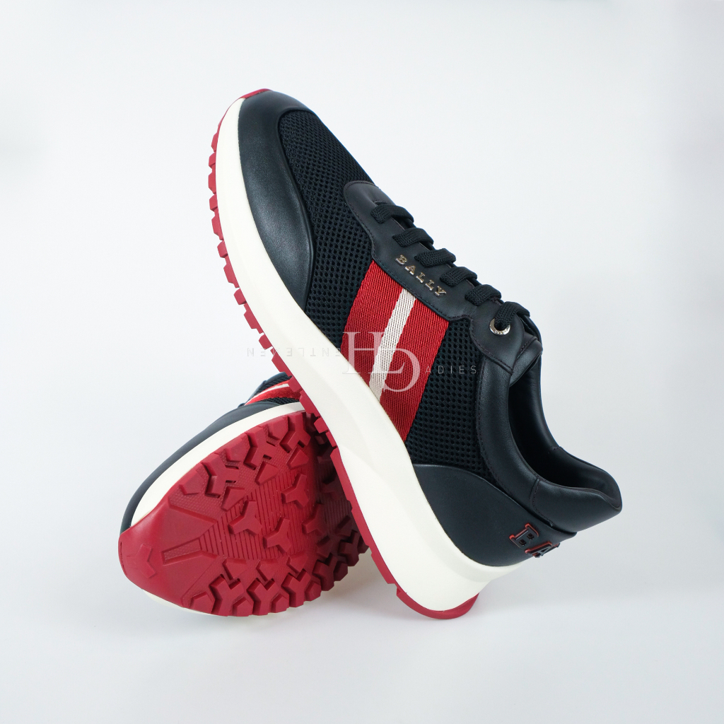 Blly SS23 Daryn 1851 Logo Leather Sneakers Black with Red/White Strip