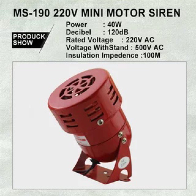 SIRINE MINI SIRINE MS190 MINI SIRINE 220V SIRINE AC SIRINE MOTOR SOUND SIRINE ALARM