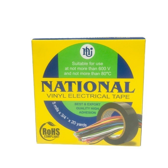 isolasi listrik hitam national 5mm x 3/4&quot; x 20 yard