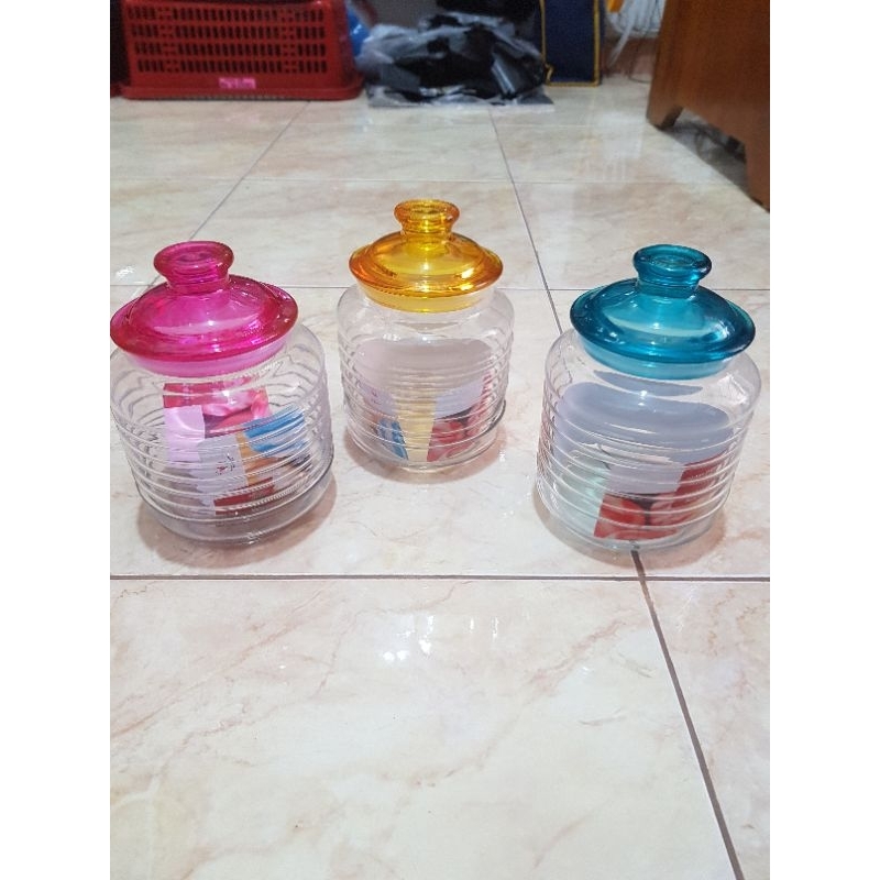 Toples kue kering snack/Toples kanmuri DLX Glass 950 ml