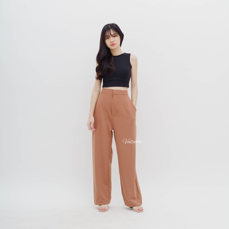 (M-XXL) Caily Highwaist Loose Knit Pants Valiable