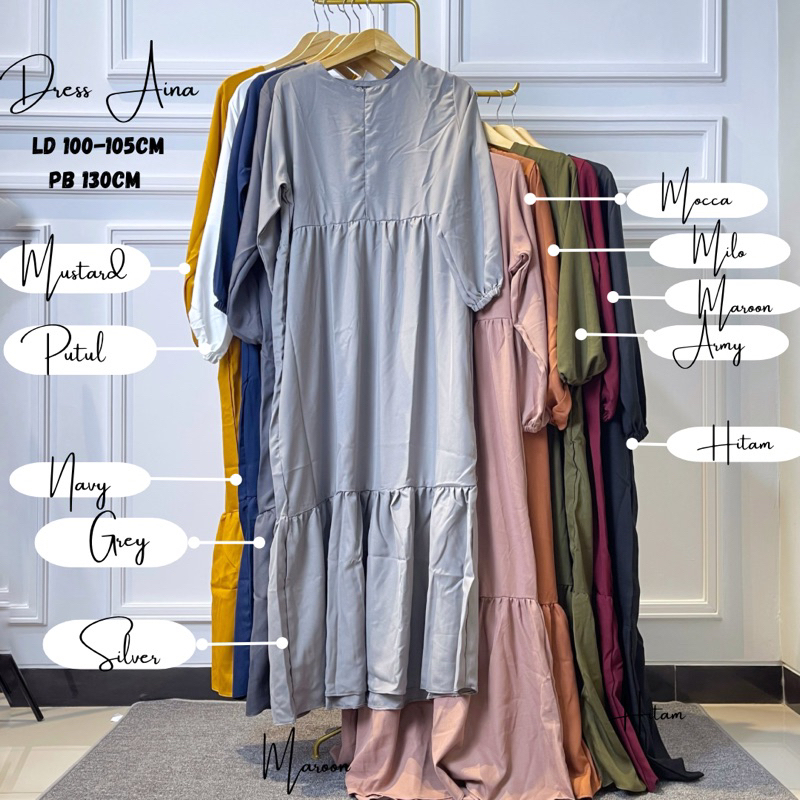 DRESS AINA CANDA SUSUN SHAKILA RESLETING ADA SAKU