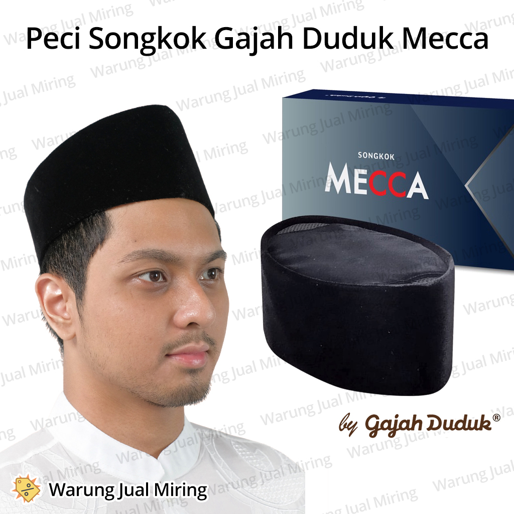 Peci GAJAH DUDUK Mecca Beludru Hitam Polos Songkok Dewasa Pria Laki Remaja Anak Tanggung Muslim Santri Sholat Ibadah Topi Kopiah Nasional Presiden Lurah Upacara Formal AC Tinggi 9 cm Ukuran 57 58 59 60 61 Jodoh Sarung Baju Koko