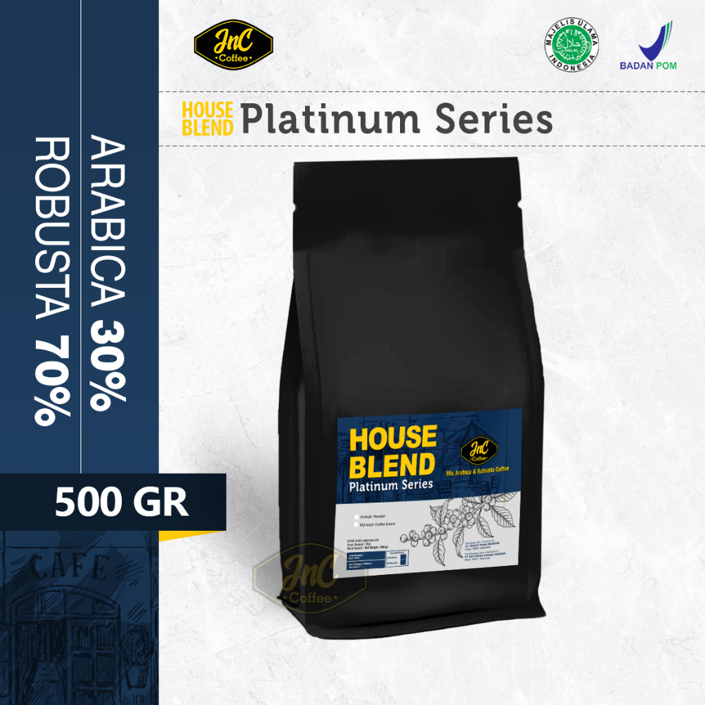 JnC Platinum Grade House Blend 30% Biji Kopi Arabica 70% Robusta 500gr Kopi Susu Espresso