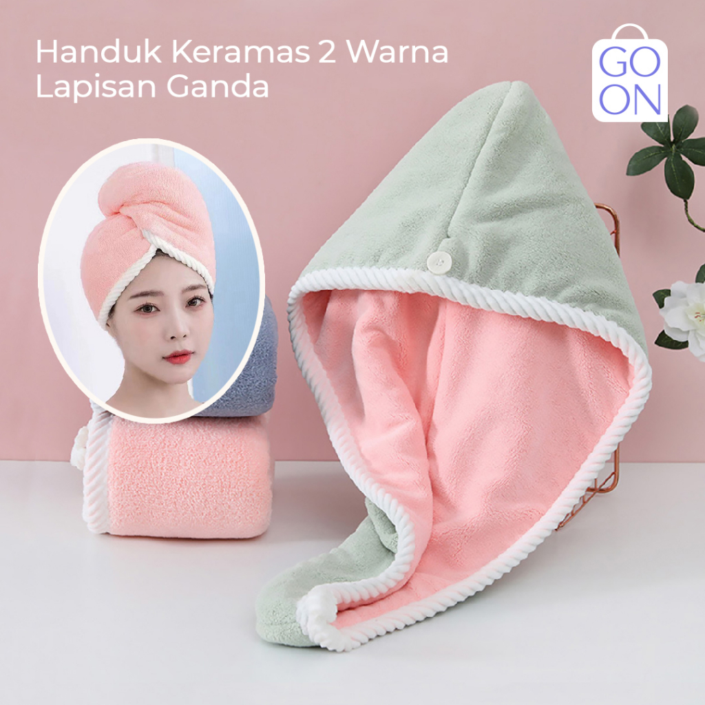 Handuk Keramas 2 Warna - Handuk Pengering Rambut Tebal Dua Lapis