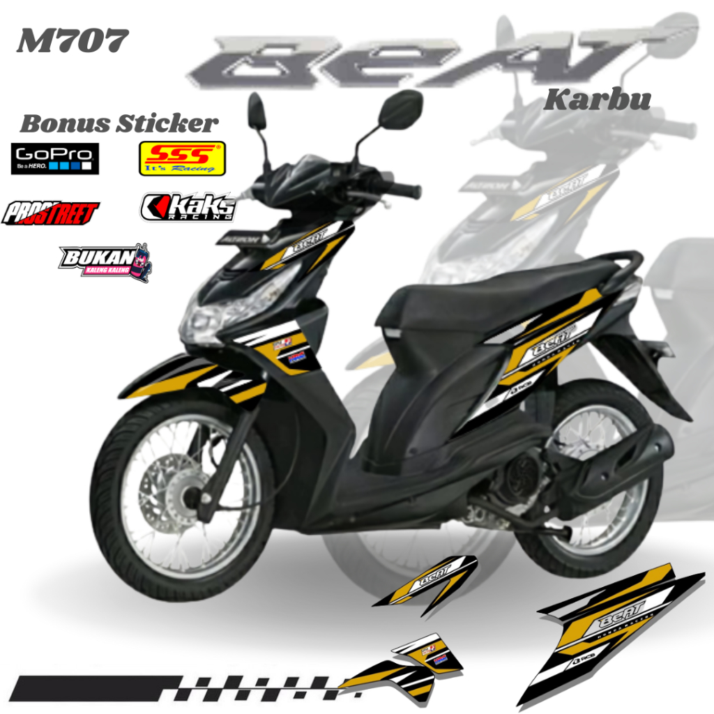 STIKER STRIPING MOTOR Beat Karbu Lawas Old KODE M707 Sticker Decal Print List Variasi  Motor Honda B