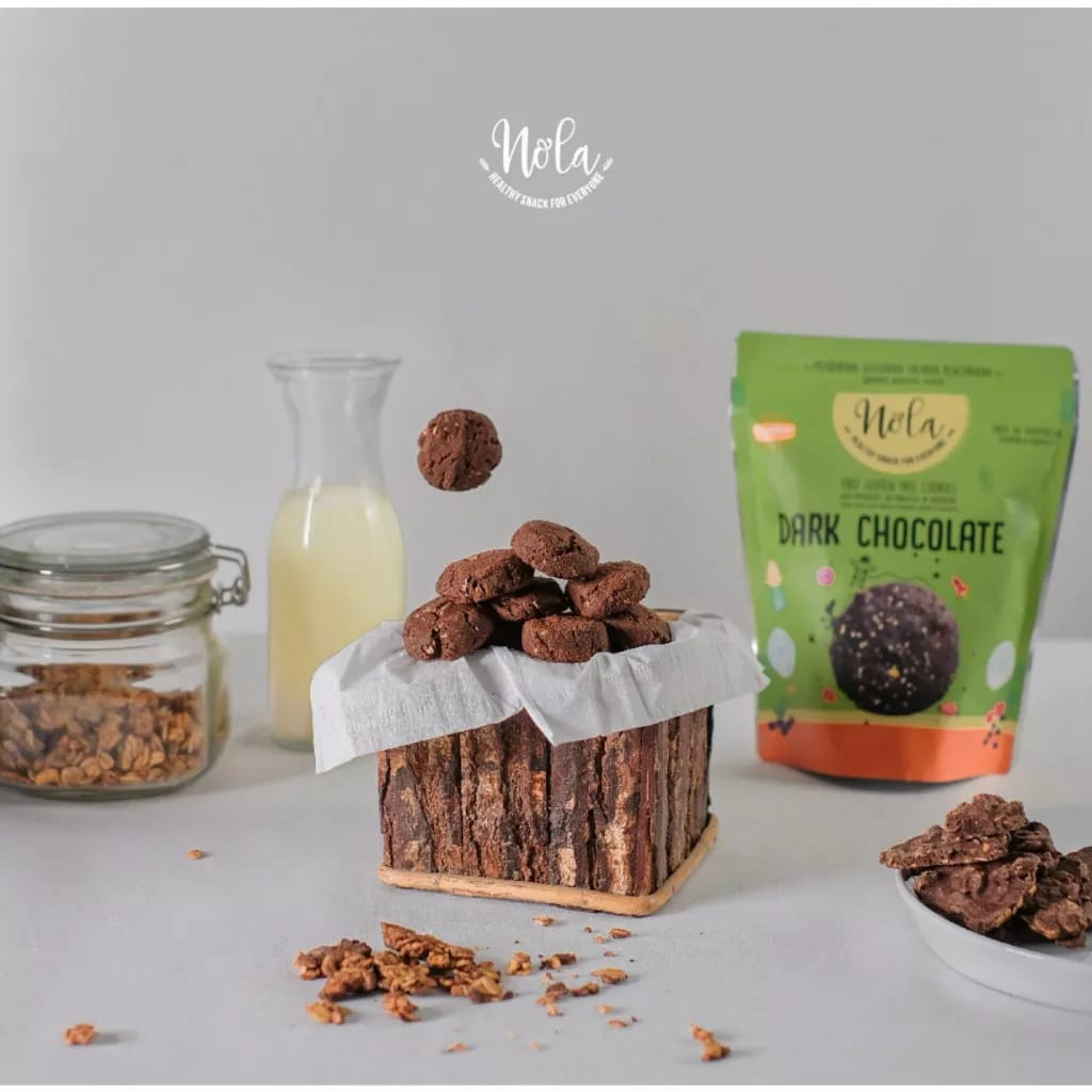 NOLA COOKIES GLUTEN FREE 75GR | SNACK BISKUIT SEHAT DIET TINGGI SERAT COOKIE BEBAS GLUTEN CHOCO CHIPS DARK CHOCOLATE STRAWBERRY OATMEAL RAISIN