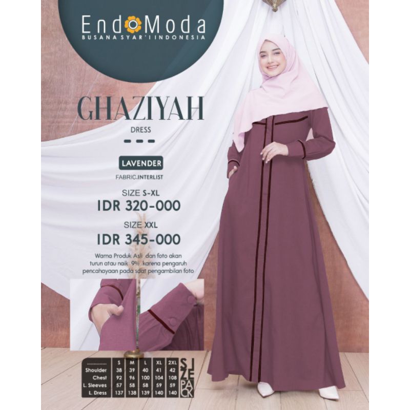 Gamis Endomoda Ghaziyah Dress (Lavender, Picthacio, Hijau) Gamis Wanita Muslimah Gamis Warna