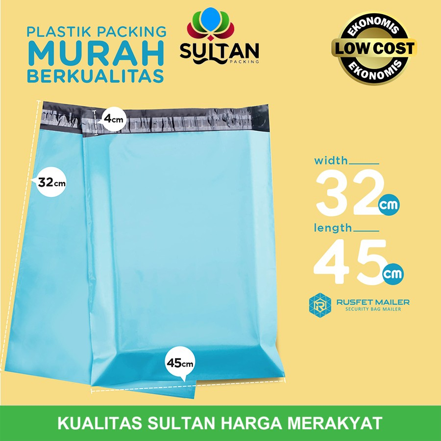 Plastik Polymailer Pack LOW COST BLUE Amplop Polimailer Rusfet 32x45cm