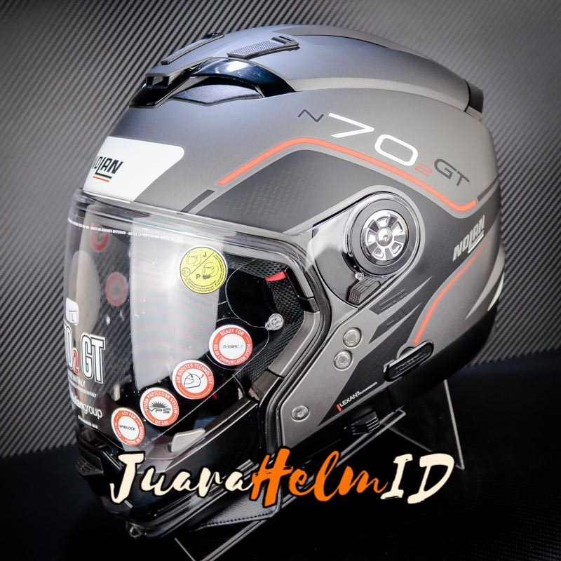 NOLAN HELM N70.2 GT FLYWHEEL N-COM #052 / FLAT LAVA GREY / N702 GT