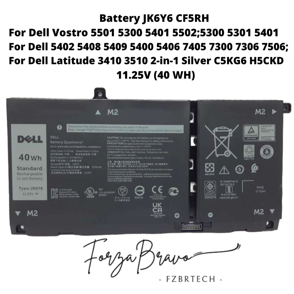 BATTERY BATERAI LAPTOP JK6Y6 DELL LATITUDE 3410 3510 VOSTRO 5406 7405 7300