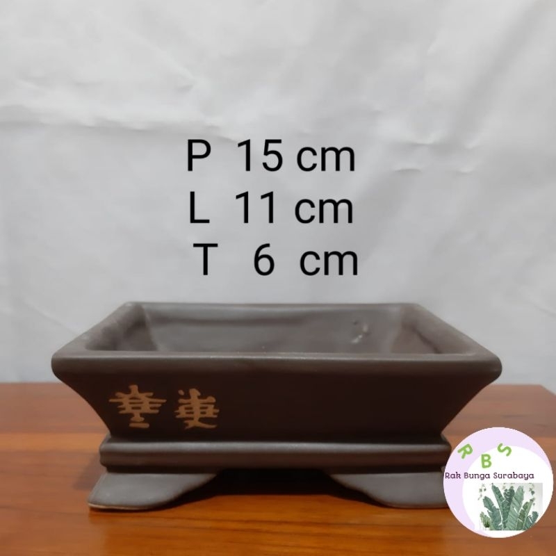 Pot Bonsai Keramik Kaki China Ukuran S
