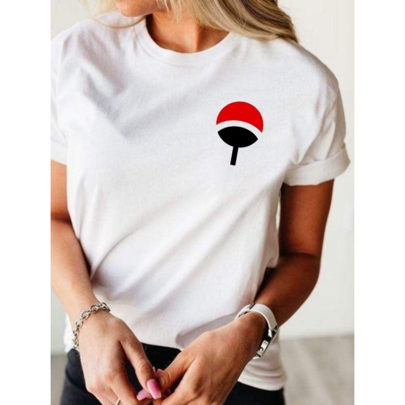 Kaos wanita atasan wanita distro lengan pendek kaos oblong cewek baju perempuan logo uchiha