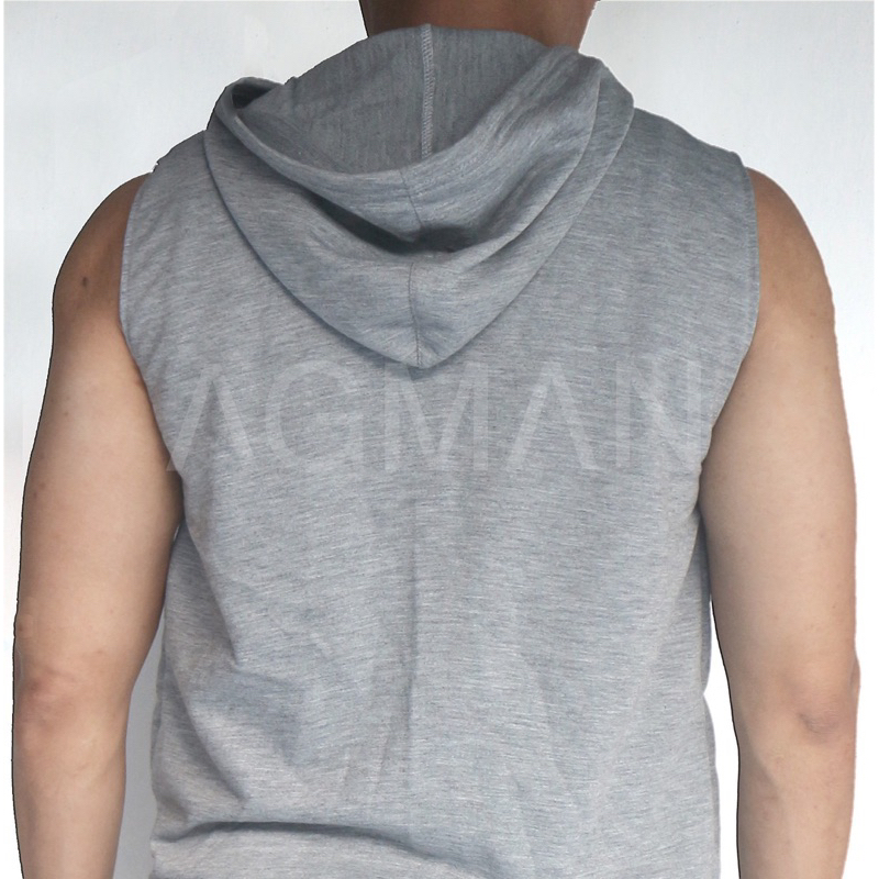 AGMAN Sleeveless Hoodie Rompi Gym Fitness Tanpa Lengan Pria Polos Babyterry Keren Terbaru