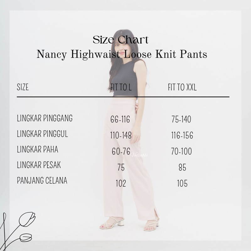 (M-XXL) Nancy Highwaist Loose Knit Pants Valiable