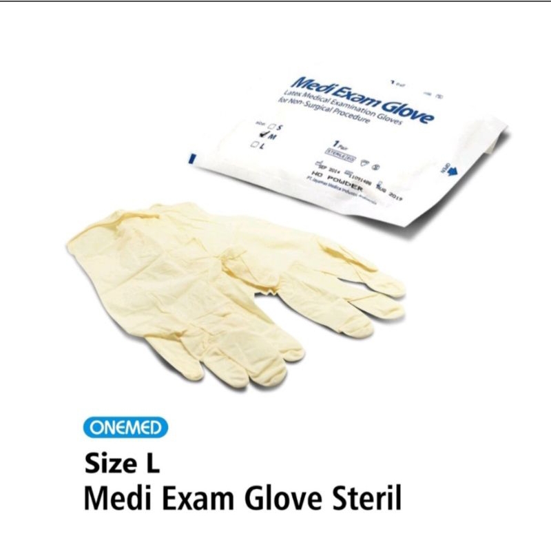 Sarung Tangan Medi Exam Gloves Steril 1 pasang Size L