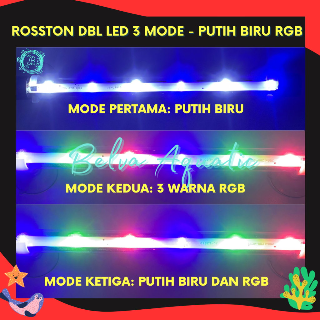 LED CELUP T4 50 CM AQUARIUM DBL Change 3x Ganti Mode Day Night N-50 3 Mode Kuning Lampu Ikan