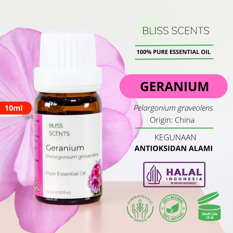 BLISS SCENTS Geranium Essential Oil Aromaterapi 100% Murni Therapeutic Grade Aromatherapy