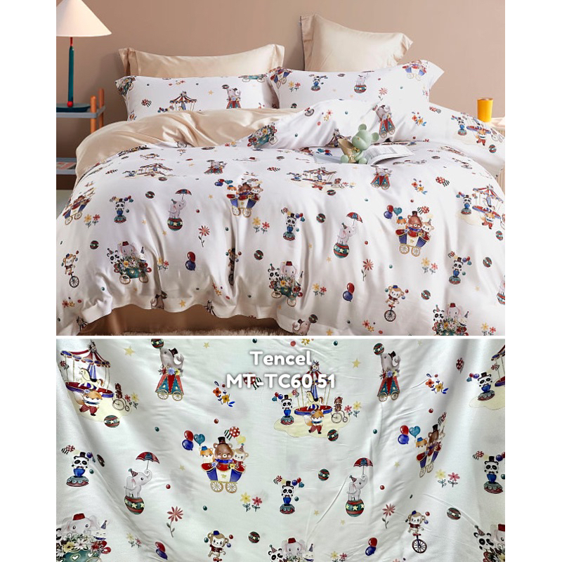 moon kain sprei meteran serat organik lyocell fiber motif anak baby white dumbo dolphin monkey carou