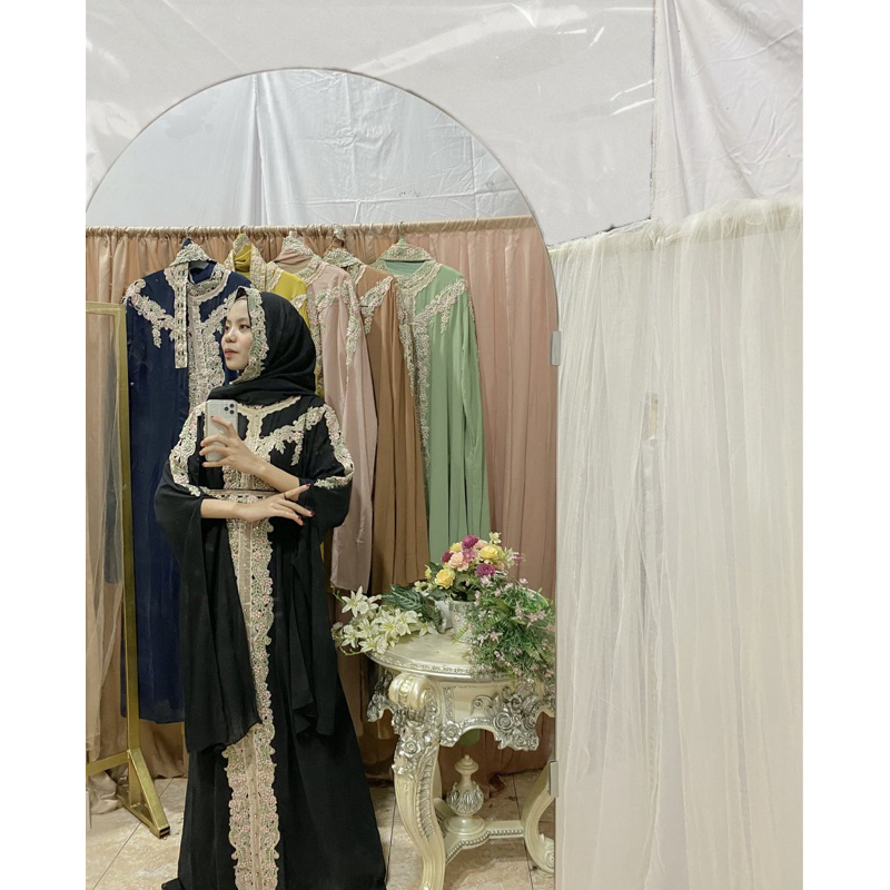 KAFTAN KALONG CERUTY BABY DOLL PREMIUM HIGH END JUMBO OVERSIZE FREE MANSET GAMIS INNER TURBAN & BELT