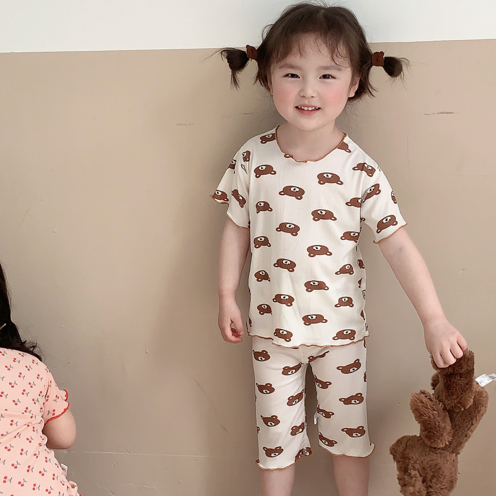 BOBOHO - PIYAMA ANAK SETELAN BAJU TIDUR ANAK PEREMPUAN LENGAN PENDEK MOTIF POLKA DOT IMPORT PART 3