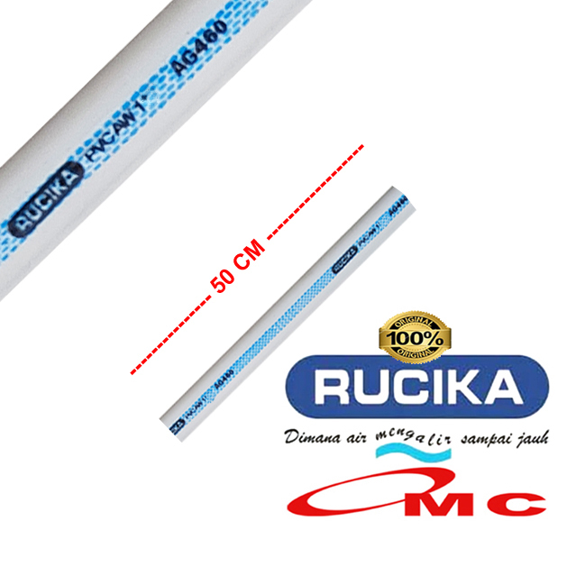 Pipa PVC Rucika AW Paralon Pralon Air 1-1/4 Inch 50 Cm 1/2 M Meter