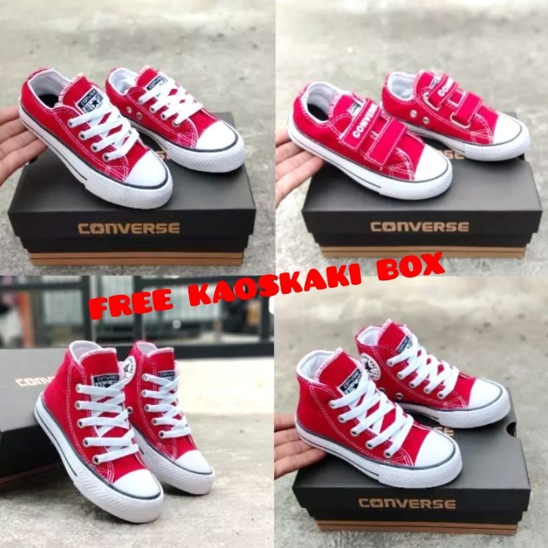 Sepatu Converse Anak Warna Merah / Sepatu Sekolah Anak / Sepatu Anak Terlaris / Sepatu Anak Laki-laki / Sepatu Anak Perempuan